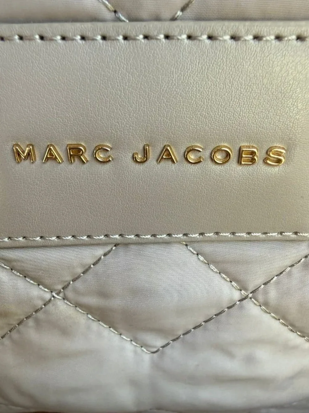 Marc Jacobs Quilted Nylon Tote Bag Puffy Crossbody Travel Diaper Bag Taupe